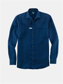 Olymp mørkeblå casual hørskjorte. Modern Fit.